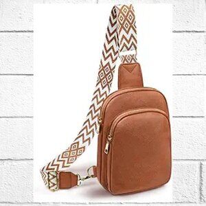 NWT! DTOWN Faux Leather Shoulder Crossbody Bag w/Gold-Tone Hdwr and Woven Strap